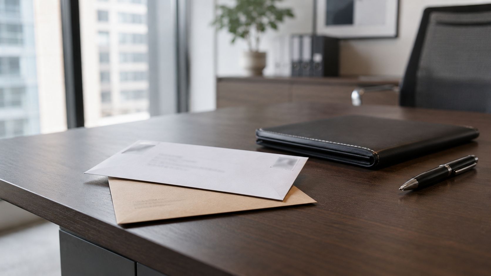 Unopened official letters on a desk